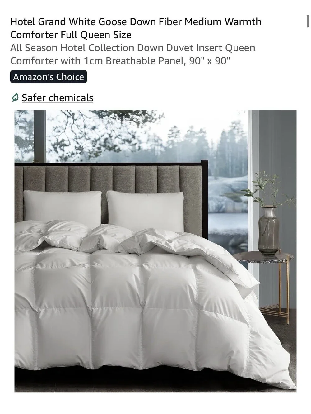 Hotel Grand White Goose Down Fiber Comforter All Seasons Full/Queen Size 90x90